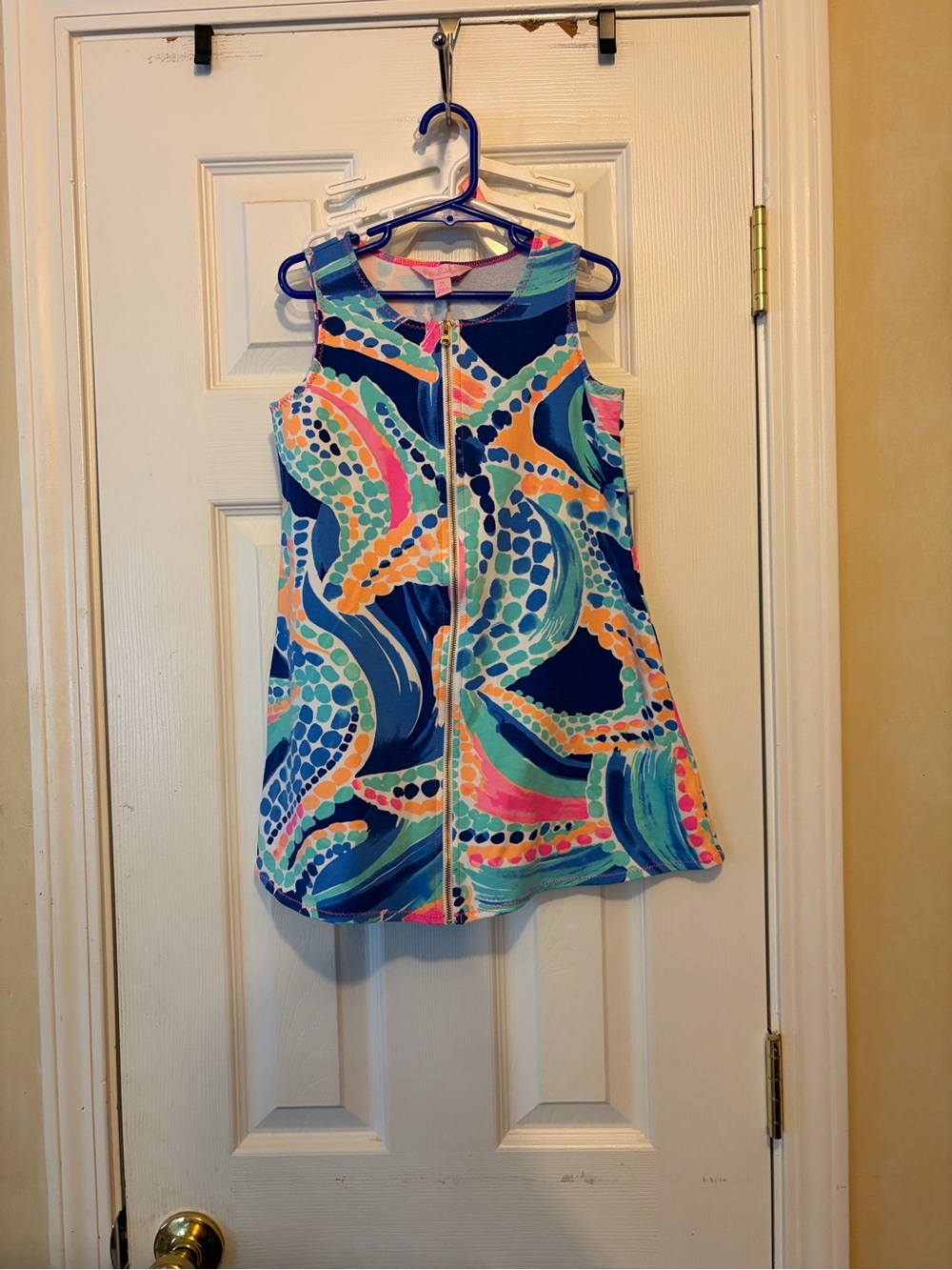 LillyPulitzerGirls👧🏻Ocean Jewels Neon Sally Scuba Knit Zip Fit&Flare Dress👗Sz M